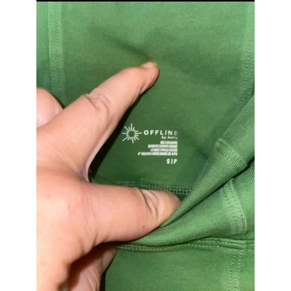 Offline By Aerie Soft Green Work Out Shorts Hi-Rise Shortie Sz Small 4” Inseam